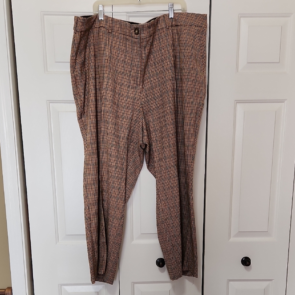 Lane Bryant Tan and Black Patterned Straight Leg Pants